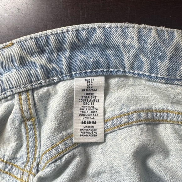 Denim Hole Washed Wide Leg Loose Boyfriend Jeans 100% Cotton - Picture 6 of 6